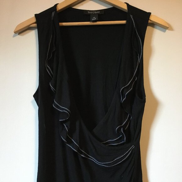 Black Ruffled Collar & Stitchwork Whimsigoth Wrap Tank Top - Picture 4 of 16